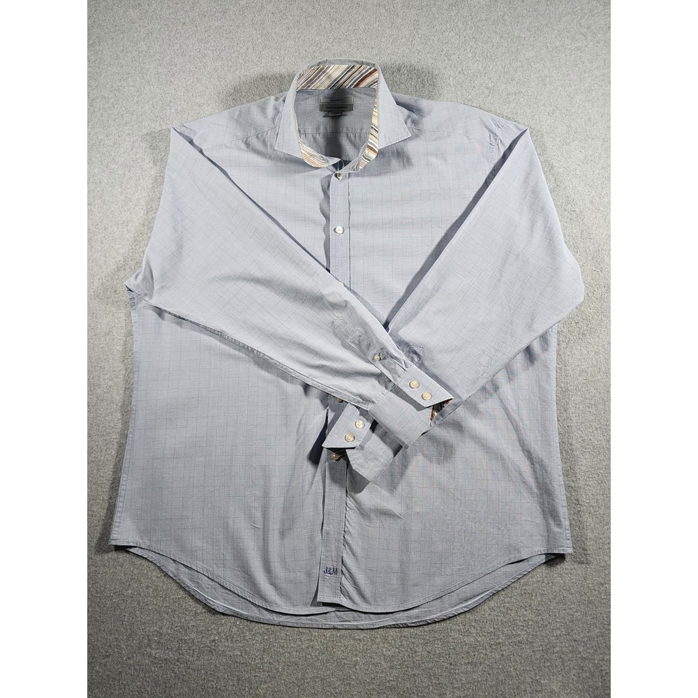 Johnston & Murphy Men's Dress Shirt, Blue, XL, Long Sleeve, Cotton Trasting Trim